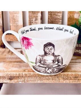 NWT Gorgeous PORTOBELLO Buddha Bone China Inspirational Mug Designed in England